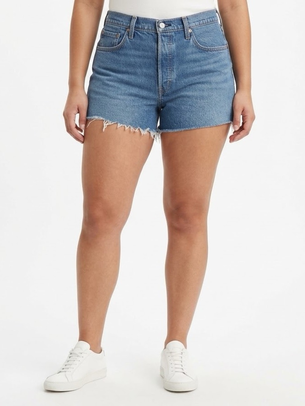 Levi's 501 High Rise Distressed Cutoff Denim Shorts Medium Wash Size 32w